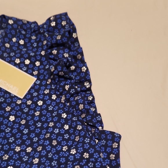 NWT Michael Kors Blue Floral Sleeveless Top Sz L - Picture 4 of 6